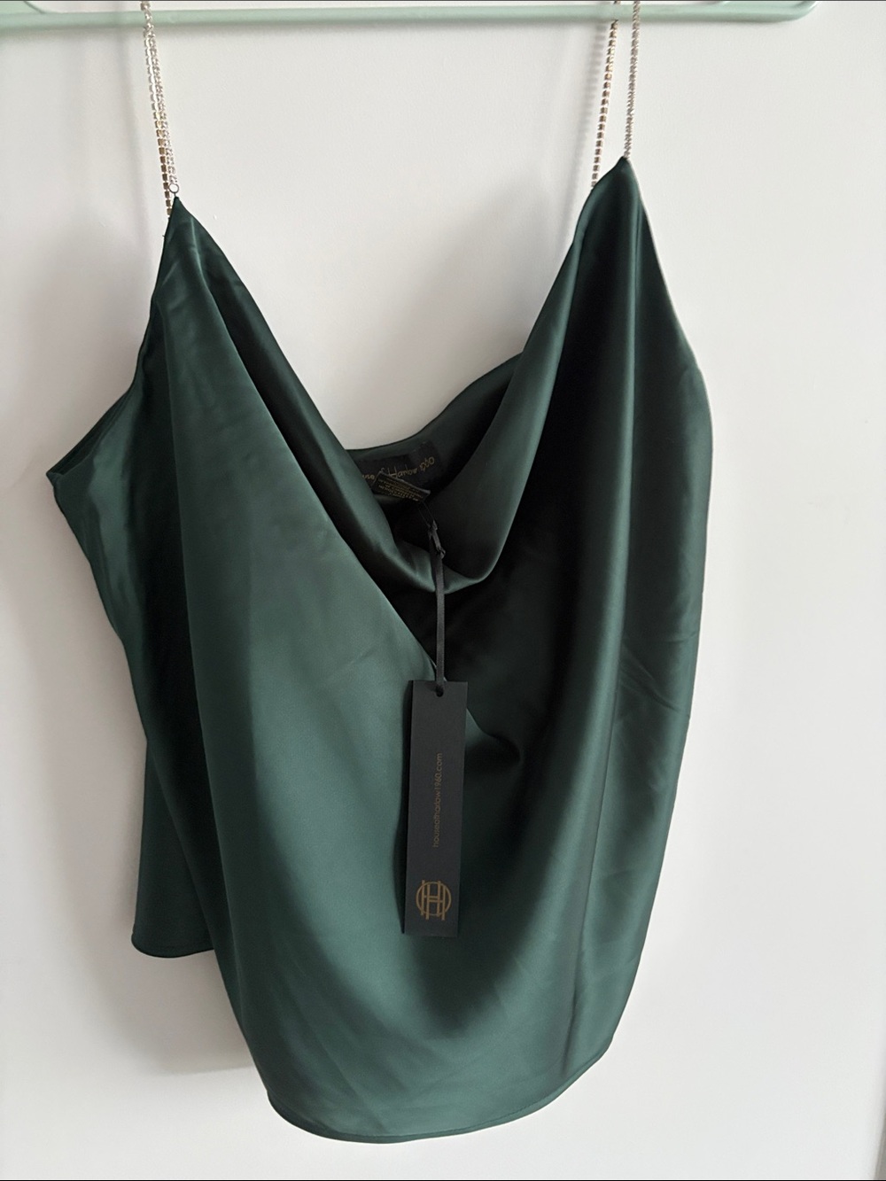 House of Harlow 1960 Forest Green Satin Cowl Camisole